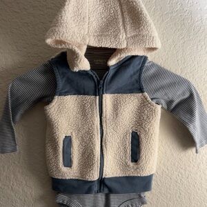 Cozy Hooded Vest with Striped Onesie (18M)